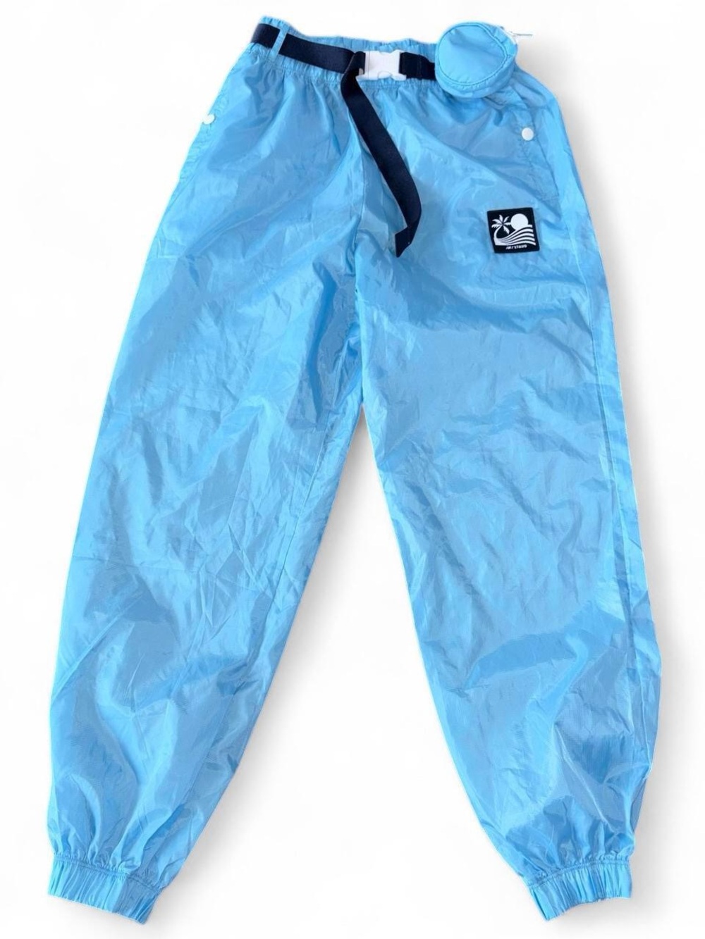 New Balance x Staud size Small Blue 90s track pants with adjustable belt